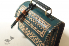 Be Nomadic ~ Kutchi Embroidered Leather Sling Handbag - Teal