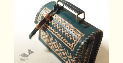 Be Nomadic ~ Kutchi Embroidered Leather Sling Handbag - Teal