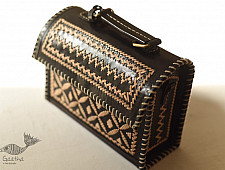 Be Nomadic ~ Kutchi Leather Handbag With Embroidery - Black