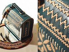 Be Nomadic ~ Kutchi Embroidered Leather Sling Handbag - Teal