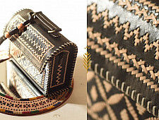 Be Nomadic ~ Kutchi Leather Handbag With Embroidery - Black