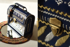 Be Nomadic ~ Kutchi Leather Sling Blue Handbag - With Zari Embroidery