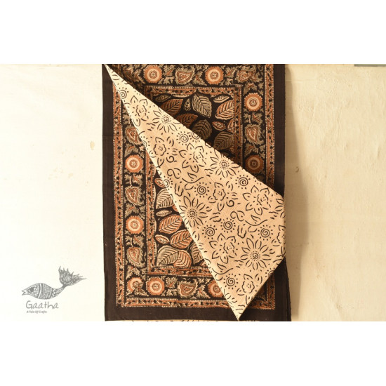 buy Thick Cotton Bedsheet | Bagru Block Printed With Natural Color - 90" x 108"