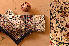 Bagru Natural color Hand Block Printed Bedsheet - 90" x 108"