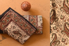 Natural Color Hand Block Printed Bagru Bedsheet - 108" x 108"