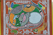 Mandana Art - Painting ~ Artistic Cow ( 11 x 14 inch)