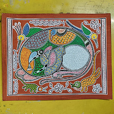 Mandana Art - Painting ~ Artistic Cow ( 11 x 14 inch)