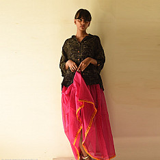 Loom & Light - Handloom Cotton Skirt ~ Pink
