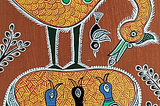 Mandana Art - Painting ~ Bird & Nest ( 11 x 14 inch)