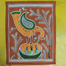 Mandana Art - Painting ~ Bird & Nest ( 11 x 14 inch)