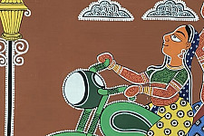 Mandana Art - Painting ~ Bike Rider ( 16 x 20 inch)