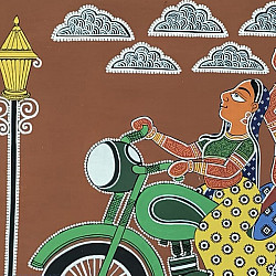 Mandana Art - Painting ~ Bike Rider ( 16 x 20 inch)