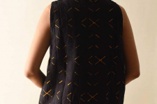 Handloom Cotton | Reversible Applique top - Black & Yellow