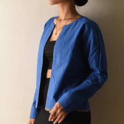 Handloom Cotton | Reversible Jacket  ~ Grey and Blue