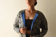 Handloom Cotton | Reversible Jacket  ~ Grey and Blue