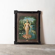 Memory Lines | Indian Antique Print - Shree Laxmi (With Frame)