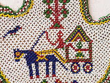 Prachin . प्राचीन ❦ Handmade Antique Bead Work  ~ Fan - Horse Cart