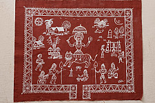 Muria Painting | Bhitti Chitra ( 22" x 8.5" ) - Danteshwari Jatra