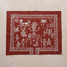 Muria Painting | Bhitti Chitra ( 22" x 8.5" ) - Danteshwari Jatra