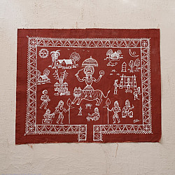 Muria Painting | Bhitti Chitra ( 22" x 8.5" ) - Danteshwari Jatra