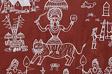 Muria Painting | Bhitti Chitra ( 22" x 8.5" ) - Danteshwari Jatra