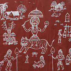 Muria Painting | Bhitti Chitra ( 22" x 8.5" ) - Danteshwari Jatra