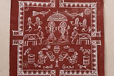 Muria Painting | Bhitti Chitra ( 22" x 8.5" ) - Lakshmi Jagar
