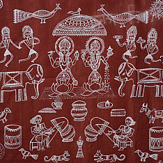 Muria Painting | Bhitti Chitra ( 22" x 8.5" ) - Lakshmi Jagar