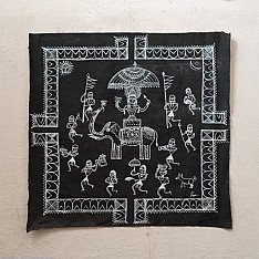 Muria Painting | Bhitti Chitra ( 24 x24 Inch ) - Mavli Bihav