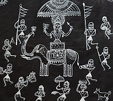 Muria Painting | Bhitti Chitra ( 24 x24 Inch ) - Mavli Bihav