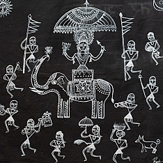 Muria Painting | Bhitti Chitra ( 24 x24 Inch ) - Mavli Bihav