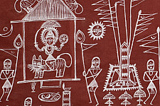 Muria Painting | Bhitti Chitra ( 36" x 23"  inch) - Goncha Parav