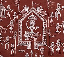 Muria Painting | Bhitti Chitra ( 36" x 22.5" ) - Devi Jatra