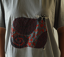 Handmade Applique Tshirt | Aalu ( A Cat )