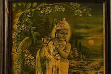 Memory Lines | Antique Print Murlidhar by Narottam Sharma ( With Frame)  