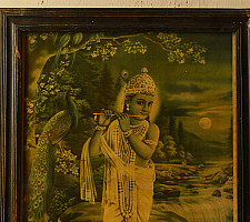 Memory Lines | Antique Print Murlidhar by Narottam Sharma ( With Frame)  