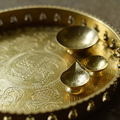 Ahar | Handcrafted Brass ~ Pooja Thali With Three Diyas ( Set of four ) 6