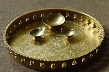 Ahar | Handcrafted Brass ~ Pooja Thali With Three Diyas ( Set of four ) 6