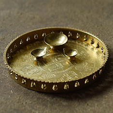 Ahar | Handcrafted Brass ~ Pooja Thali With Three Diyas ( Set of four ) 6