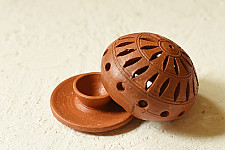 Maati Ka Kaam ✧ Terracotta - Round Lampshade With Tea Light Holder