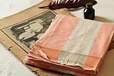 Damodar . दामोदर - Handloom Dhoti Khes - Peach Orange Damodar . दामोदर - Handloom Dhoti Khes - Peach Orange