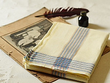 Damodar . दामोदर - Handloom Dhoti Khes - Blue Border (Two Color Option Blue & Brown)