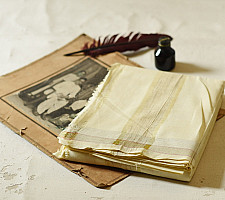 Damodar . दामोदर - Handwoven cotton Dhoti | zari border