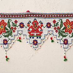 Prachin . प्राचीन  ❂ Old Wall Hanging - Ganesha & Hibiscus Flower Toran