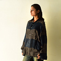 Itr . इत्र | Ajrakh Modal Silk Shirt - Natural colours