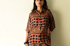 Itr . इत्र | Silk Shirt with Ajrakh - ( Unisex ) 