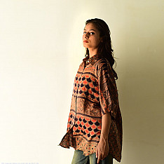 Itr . इत्र | Silk Shirt with Ajrakh - ( Unisex ) 