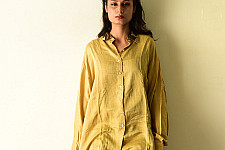 Itr . इत्र | Over Size Silk Shirt | Natural Colour Ajrakh
