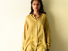 Itr . इत्र | Over Size Silk Shirt | Natural Colour Ajrakh