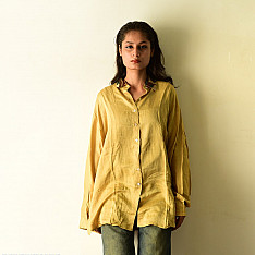 Itr . इत्र | Over Size Silk Shirt | Natural Colour Ajrakh